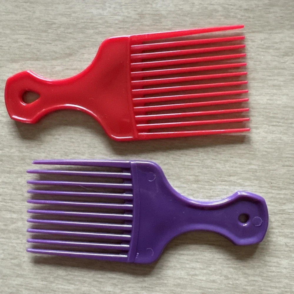 Vtg Hair Pick Combs Hair Lifts Afro Made In USA MCM Red Purple 5